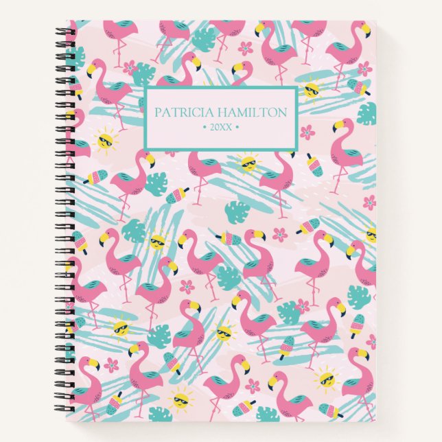 Carnet Joli Flamant Rose Tropical Drôle Motif (Devant)