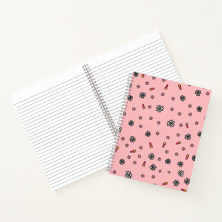 Carnet Joli floral rose et blanc avec des étoiles en cora