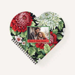 Carnet Joli floral rouge personnalisé sur mesure
