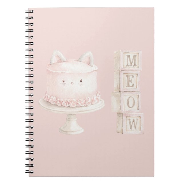 Carnet Joli Gâteau de Chat Rose Mignon Miaou (Devant)