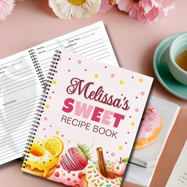 Carnet Joli gâteau donut sucré à l'aquarelle avec nom de  (Créateur téléchargé)