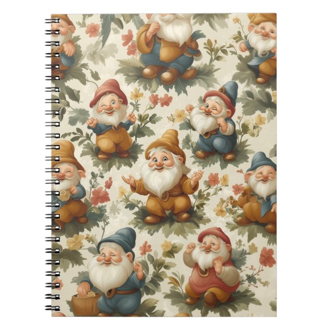 Carnet Joli gnome et fleurs design (Devant)