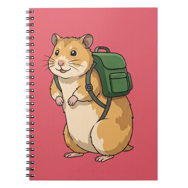 Carnet Joli hamster randonneur avec sac à dos (Devant)