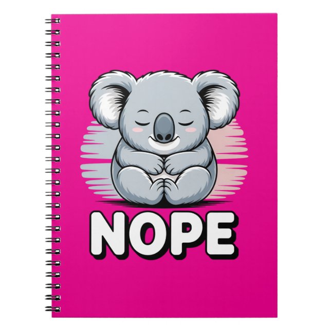 Carnet Joli koala endormi “Non” Dessin animé drôle (Devant)
