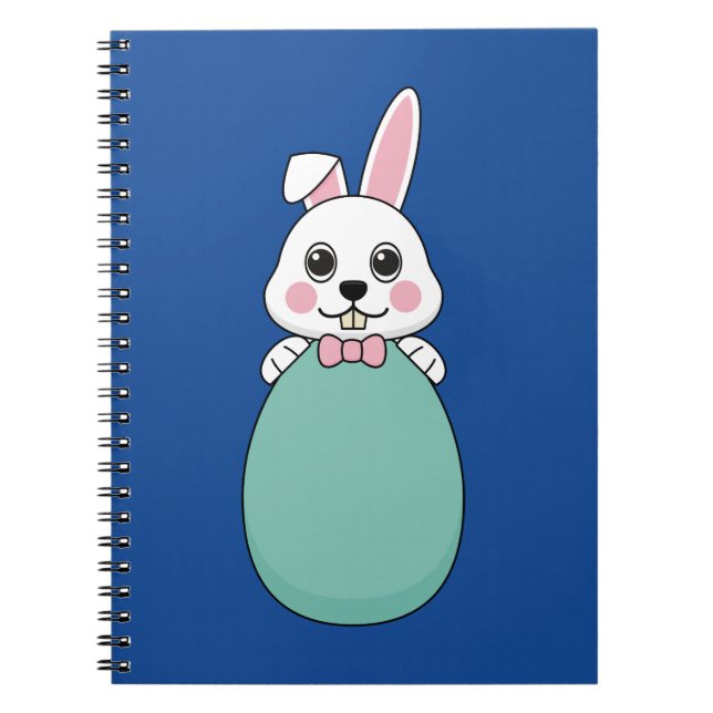 Carnet Joli lapin blanc tenant l'oeuf de Pâques (Devant)