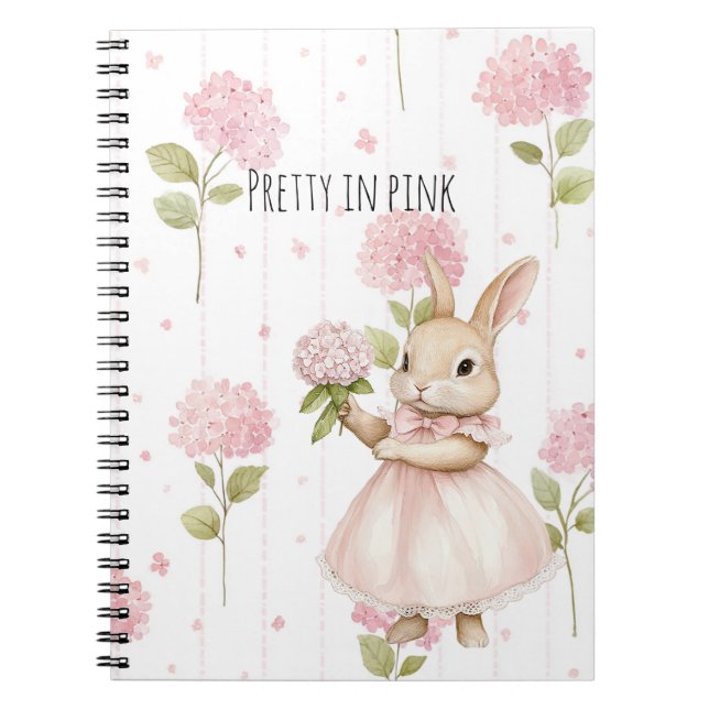 Carnet Joli Lapin Fleurs Rose (Devant)