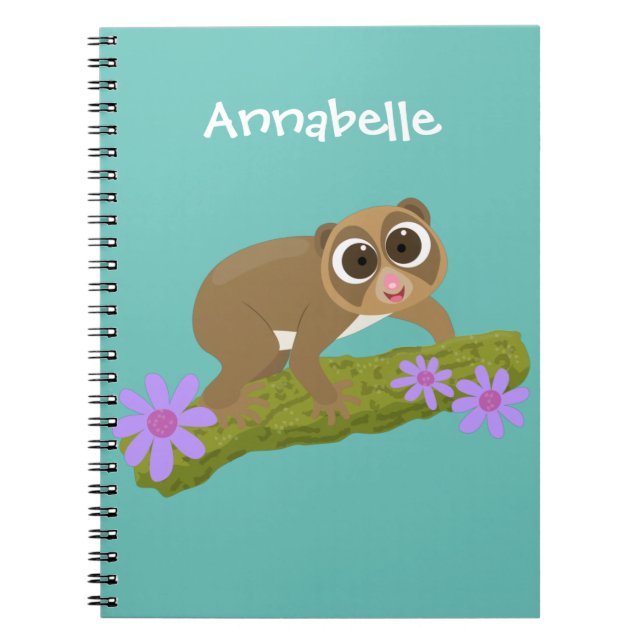 Carnet Joli lenteur loris sur dessin de branche (Devant)