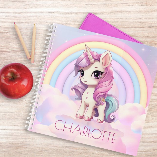 Carnet Joli Licorne Arc-en-Ciel Personnalisé de Rentrée d (Créateur téléchargé)
