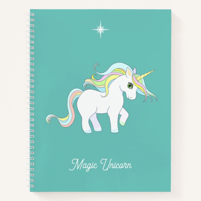 Carnet Joli Licorne Magique sur Teal (Devant)