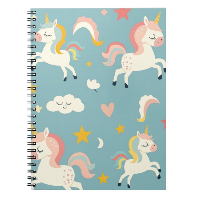 Carnet Joli Licorne Turquoise pour Enfants (Devant)
