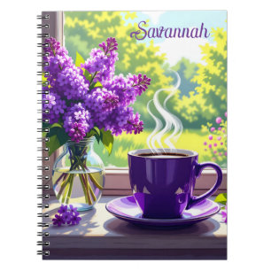 Carnet Joli Lilacs violet et café personnalisé
