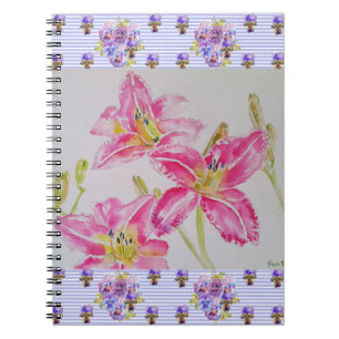 Carnet Joli Lily Dans L'Aquarelle Rose Peinture Lilium Ar