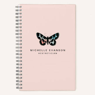 Carnet Joli logo papillon aquarelle rose poudré