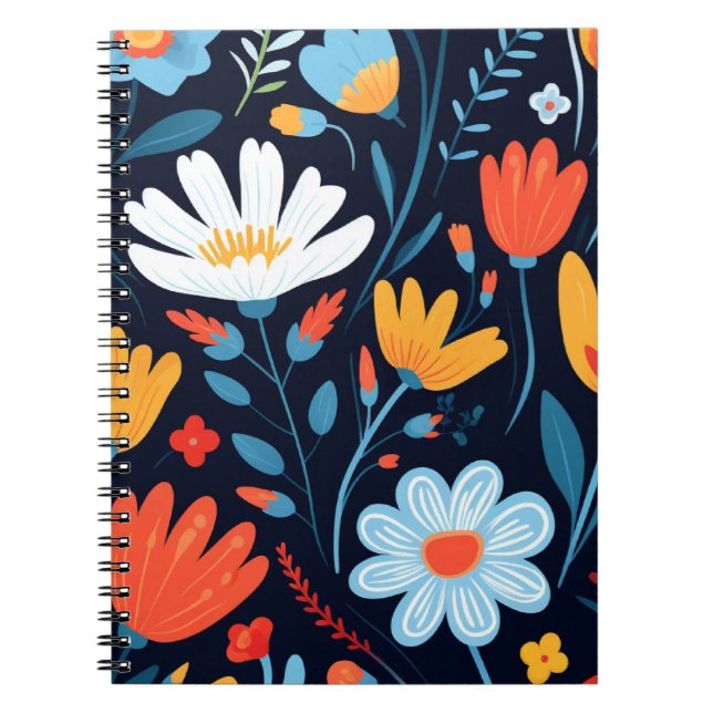 Carnet Joli modèle floral noir féminin (Devant)