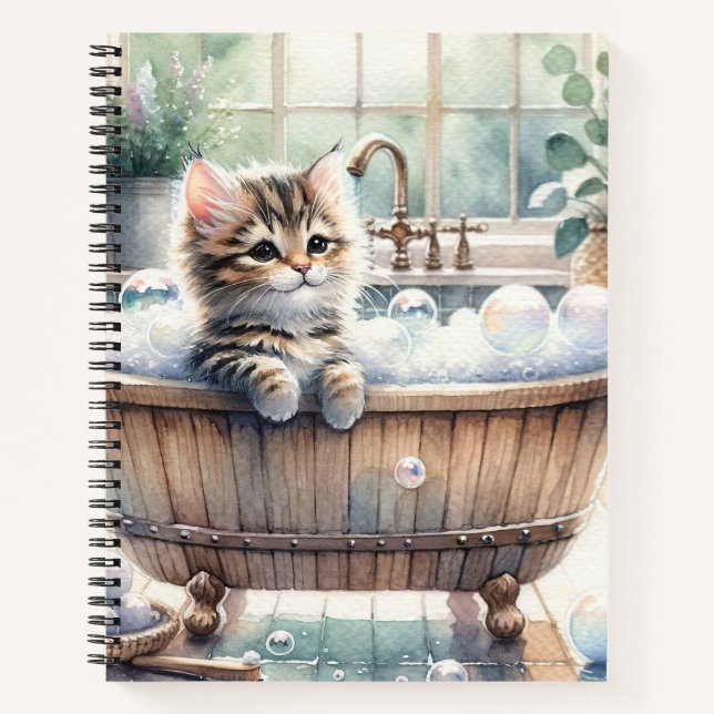 Carnet Joli moment de bain de chaton pétillant (Devant)