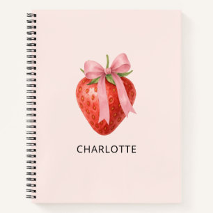 Carnet Joli Monogramme Coquette à la Fraise en Aquarelle