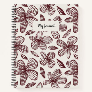 Carnet Joli Monogramme Floral Bourgogne