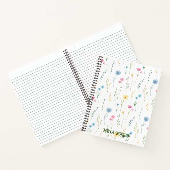 Carnet Joli Monogramme Personnalisé Floral Rose (Intérieur)