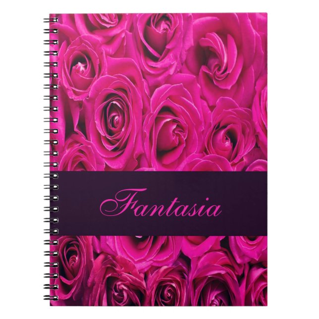 Carnet Joli monogramme rose roses (Devant)