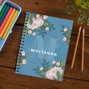 Carnet Joli Monogramme rose Vintage Floral Roses