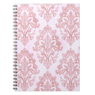 Carnet Joli motif à l'aquarelle en damas victorien rose