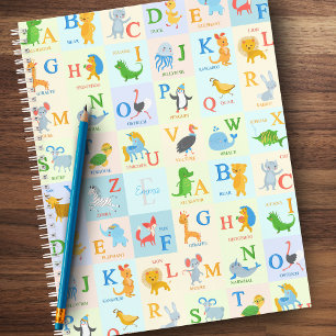 Carnet Joli Motif ABC Animal Alphabet avec prénom
