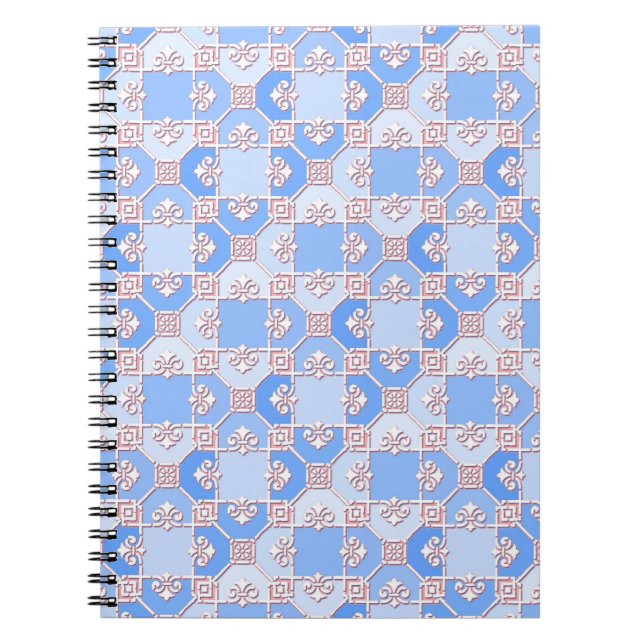 Carnet Joli motif aux teintes de bleu (Devant)