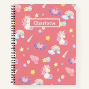 Carnet Joli motif de ballon arc-en-ciel licorne rose doux