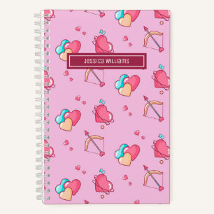 Carnet Joli motif de cœur de Cupidon et de flèche Rétro A