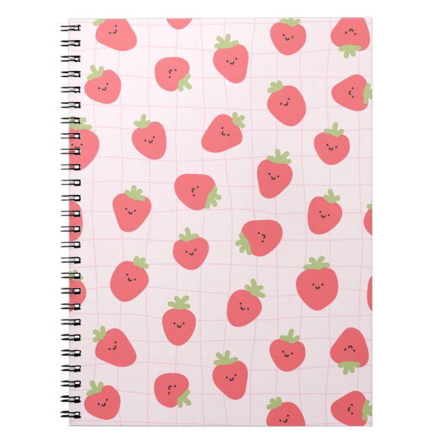 Carnet Joli motif de fraise – Fraise Kawaii (Devant)
