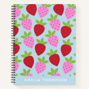 Carnet Joli motif de fraise rétro personnalisé