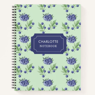 Carnet Joli motif de fruits de myrtille à l'aquarelle ble