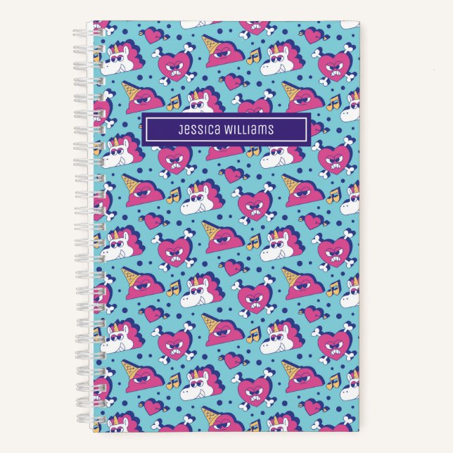 Carnet Joli motif de licorne anti Saint-Valentin avec cœu (Recto)