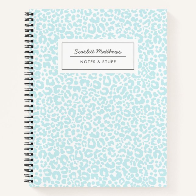 Carnet Joli Motif Empreinte de léopard Pastel Bleu (Devant)