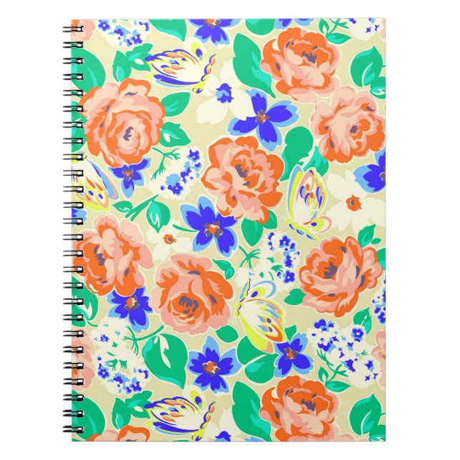 Carnet Joli motif floral coloré (Devant)