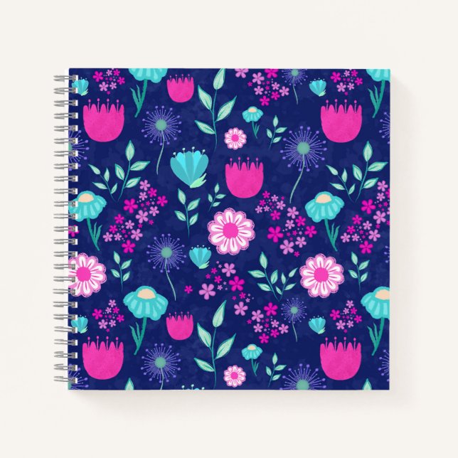 Carnet Joli motif floral de fond (Devant)