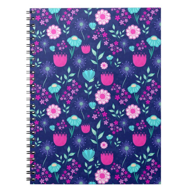 Carnet Joli motif floral de fond (Devant)