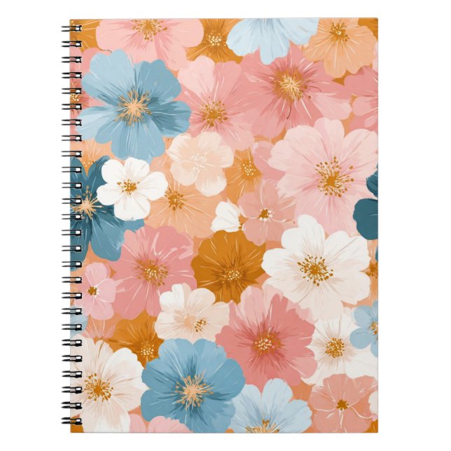 Carnet Joli motif floral pastel (Devant)