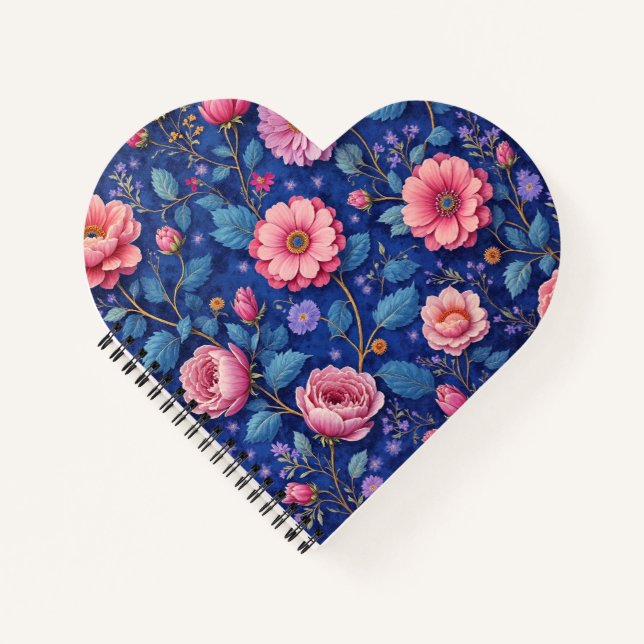 Carnet Joli motif floral rose (Devant)