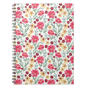 Carnet Joli motif floral vintage rose et jaune