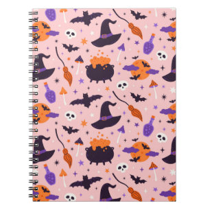 Carnet Joli motif Halloween violet et rose