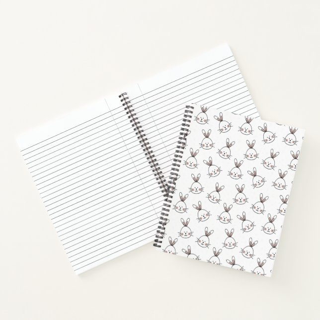 Carnet Joli Motif lapin blanc de Pâques (Intérieur)