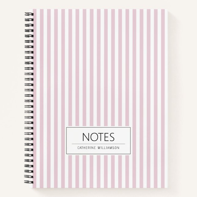 Carnet Joli motif rayé pastel rose (Devant)