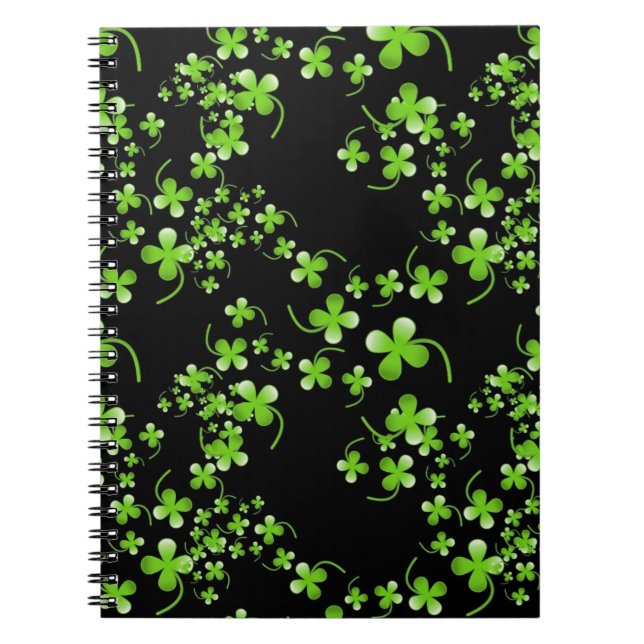 Carnet Joli motif Shamrock, vert sur accessoire noir (Devant)