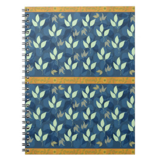 Carnet Joli Motif vert et bleu feuilles