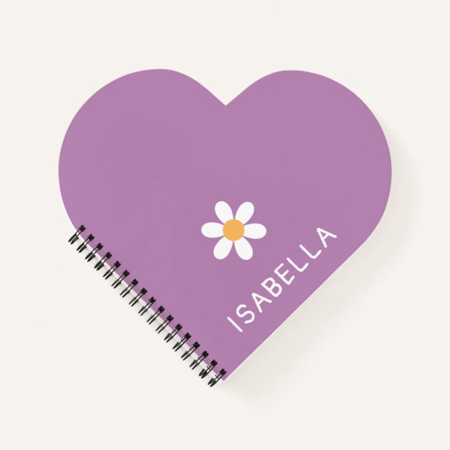 Carnet Joli Nom de Marguerite Violette en Forme de Cœur (Devant)