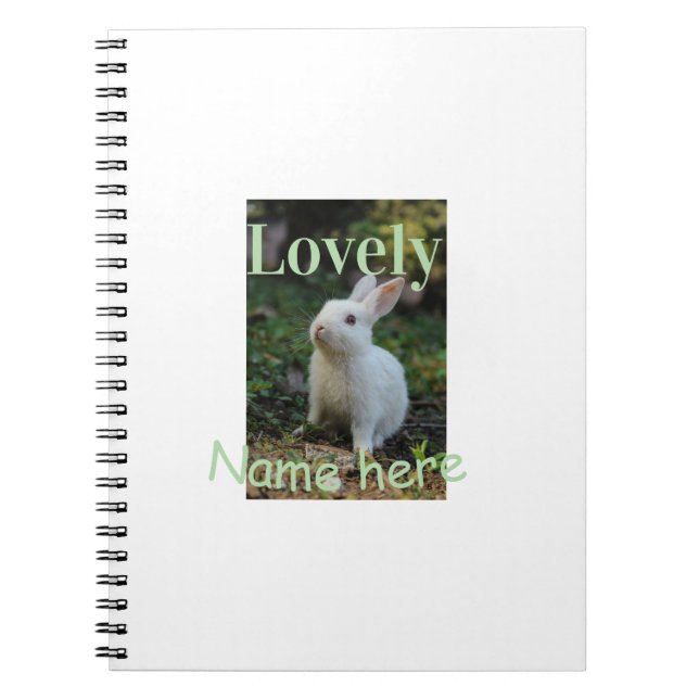 Carnet Joli nom de photo de lapin de compagnie vert paste (Devant)