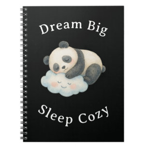 Carnet Joli panda endormi sur un nuage à l'aquarelle