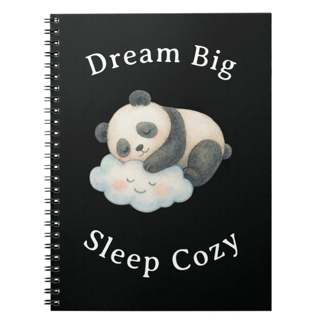 Carnet Joli panda endormi sur un nuage à l'aquarelle (Devant)