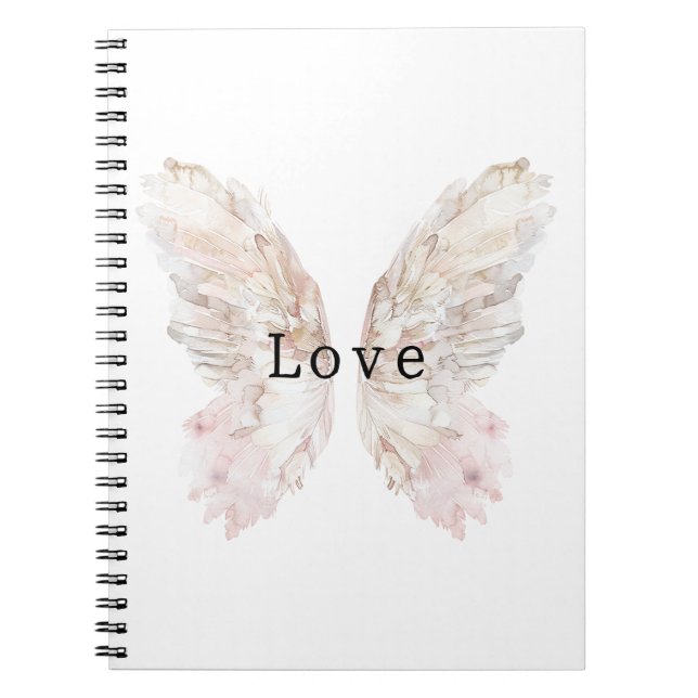 Carnet Joli Papillon rose blanc ailes (Devant)